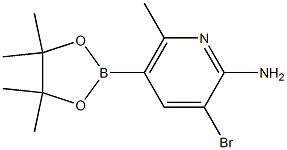 3-溴-6-甲基-5-(4,4,5,5-四甲基-1,3,2-二氧杂环戊硼烷-2-基)吡啶-2-胺, , 结构式