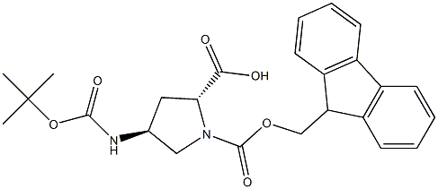 (2R,4S)-1-(((9H-Fluoren-9-yl)Methoxy)carbonyl)-4-((tert-butoxycarbonyl)aMino)pyrrolidine-2-carboxylic acid Structure