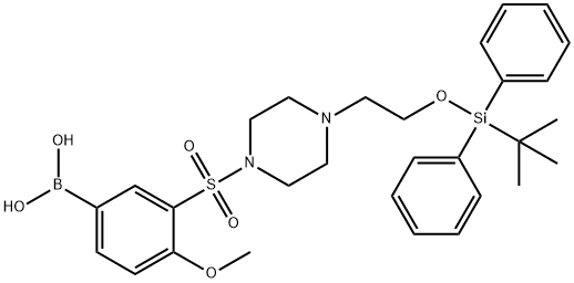 (3-((4-(2-((叔-丁基二苯基甲硅烷基)氧代)乙基)哌嗪-1-基)磺酰)-4-甲氧苯基)硼酸,1704081-26-4,结构式
