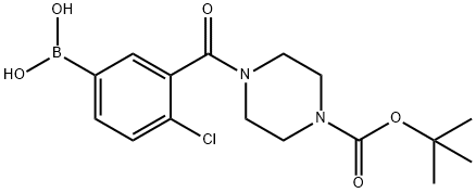 (3-(4-(TERT-ブチルトキシカルボニル)ピペラジン-1-カルボニル)-4-クロロフェニル)ボロン酸 化学構造式