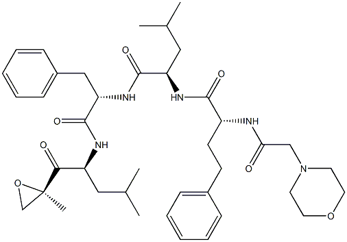 (S)-4-Methyl-N-((R)-1-(((S)-4-Methyl-1-((R)-2-Methyloxiran-2-yl)-1-oxopentan-2-yl)aMino)-1-oxo-3-phenylpropan-2-yl)-2-((R)-2-(2-MorpholinoacetaMido)-4-phenylbutanaMido)pentanaMide 结构式