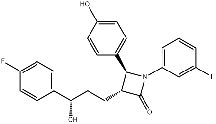 (3R,4S)-1-(3-fluorophenyl)-3-((S)-3-(4-fluorophenyl)-3-hydroxypropyl)-4-(4-hydroxyphenyl)azetidin-2-one Struktur