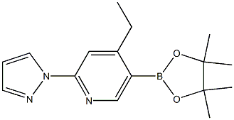 4-乙基-2-(1H-吡唑-1-基)-5-(4,4,5,5-四甲基-1,3,2-二氧杂环戊硼烷-2-基)吡啶, , 结构式