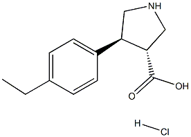 (+/-)-trans-4-(4-ethyl-phenyl)-pyrrolidine-3-carboxylic acid-HCl,,结构式
