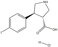 (+/-)-trans-4-(4-iodo-phenyl)-pyrrolidine-3-carboxylic acid-HCl,,结构式