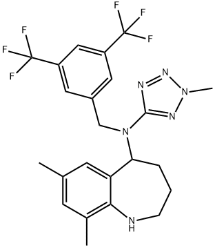 N-(3,5-二(三氟甲基)苄基)-7,9-二甲基-N-(2-甲基-2H-四唑-5-基)-2,3,4,5-四氢-1H-苯并[B]氮杂-5-胺, 1539285-92-1, 结构式