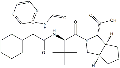 (1S,3aR,6aS)-2-((R)-2-((S)-2-cyclohexyl-2-(pyrazine-2-carboxaMido)acetaMido)-3,3-diMethylbutanoyl)octahydrocyclopenta[c]pyrrole-1-carboxylic acid Struktur