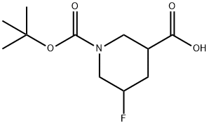 1-(tert-butoxycarbonyl)-5-fluoropiperidine-3-carboxylic acid Struktur