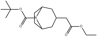 3-ETHOXYCARBONYLMETHYL-8-AZA-BICYCLO[3.2.1]OCTANE-8-CARBOXYLIC ACID TERT-BUTYL ESTER 化学構造式