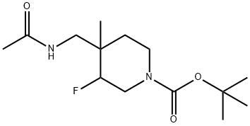 tert-butyl 4-(acetaMidoMethyl)-3-fluoro-4-Methylpiperidine-1-carboxylate 化学構造式