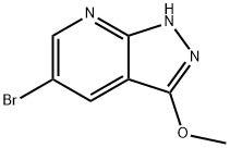 5-ブロモ-3-メトキシ-1H-ピラゾロ[3,4-B]ピリジン 化学構造式