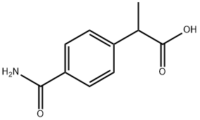 2-(4-カルバモイルフェニル)プロパン酸 化学構造式