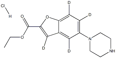 5-(1-Piperazinyl)-2-benzofurancarboxylic Acid Ethyl Ester-d4 Hydrochloride Structure