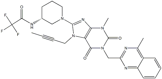 (R)-N-(1-(7-(but-2-ynyl)-3-Methyl-1-((4-Methylquinazolin-2-yl)Methyl)-2,6-dioxo-2,3,6,7-tetrahydro-1H-purin-8-yl)piperidin-3-yl)-2,2,2-trifluoroacetaMide Structure