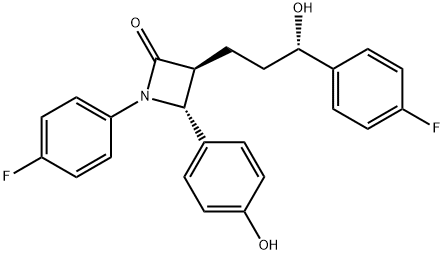 (3S,4R)-1-(4-fluorophenyl)-3-((S)-3-(4-fluorophenyl)-3-hydroxypropyl)-4-(4-hydroxyphenyl)azetidin-2-one 化学構造式