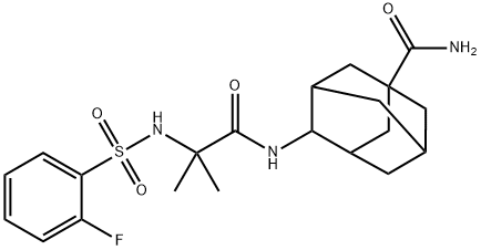 N-[1-(5-氨甲酰基金刚烷-2-氨基)-1-氧代-2-甲基-2-丙基]-2-氟苯磺酰胺, 1422025-27-1, 结构式