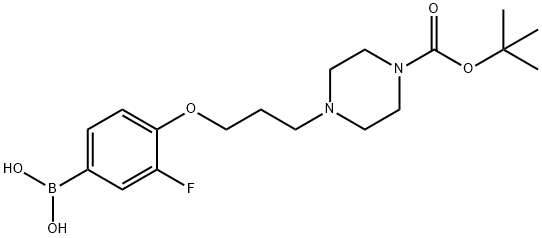 4-(3-(4-(叔-丁氧基羰基)哌嗪-1-基)丙氧基)-3-氟苯基硼酸 结构式