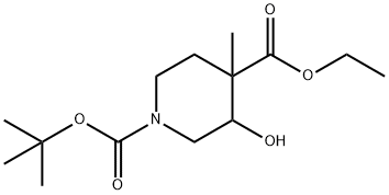 1-tert-butyl 4-ethyl 3-hydroxy-4-Methylpiperidine-1,4-dicarboxylate 化学構造式