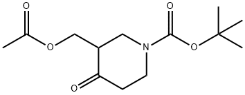 3-(乙酰氧基甲基)-4-氧代哌啶-1-羧酸叔丁酯,1404196-43-5,结构式