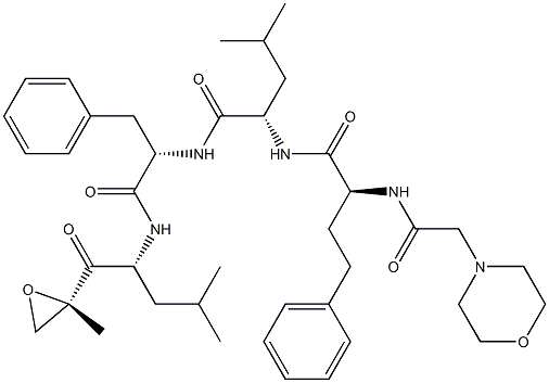 (S)-4-Methyl-N-((S)-1-(((R)-4-Methyl-1-((S)-2-Methyloxiran-2-yl)-1-oxopentan-2-yl)aMino)-1-oxo-3-phenylpropan-2-yl)-2-((S)-2-(2-MorpholinoacetaMido)-4-phenylbutanaMido)pentanaMide Struktur