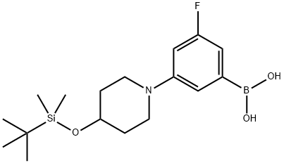 (3-(4-((叔-丁基二甲基甲硅烷基)氧代)哌啶-1-基)-5-氟苯基)硼酸, 1704073-45-9, 结构式