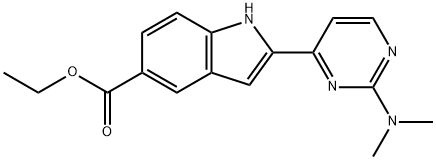 2-(2-(二甲基氨基)嘧啶-4-基)-1H-吲哚-5-羧酸乙酯,1624260-37-2,结构式