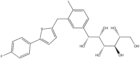 (1R,2S,3R,4R,5R)-1-(3-((5-(4-fluorophenyl)thiophen-2-yl)Methyl)-4-Methylphenyl)hexane-1,2,3,4,5,6-hexaol Struktur