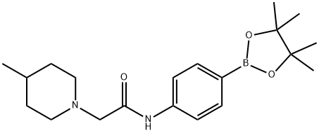 2-(4-甲基哌啶-1-基)-N-(4-(4,4,5,5-四甲基-1,3,2-二硼戊环-2-基)苯基)乙酰胺 结构式
