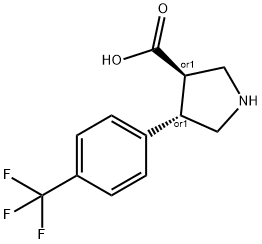 (+/-)-trans-4-(4-trifluoroMethyl-phenyl)-pyrrolidine-3-carboxylic acid 化学構造式