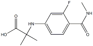 2-((3-fluoro-4-(MethylcarbaMoyl)phenyl)aMino)-2-Methylpropanoic acid 化学構造式