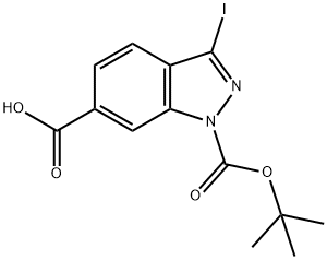 1-(tert-butoxycarbonyl)-3-iodo-1H-indazole-6-carboxylic acid, 1799420-87-3, 结构式