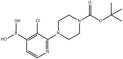 (2-(4-(叔-丁氧基羰基)哌嗪-1-基)-3-氯吡啶-4-基)硼酸 结构式