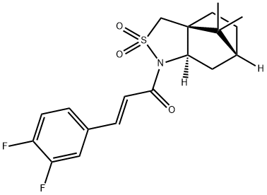 (E)-3-(3,4-difluorophenyl)-1-((3aS,6R,7aR)-8,8-diMethyl-2,2-dioxidohexahydro-1H-3a,6-Methanobenzo[c]isothiazol-1-yl)prop-2-en-1-one Structure