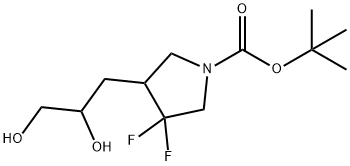 tert-butyl 4-(2,3-dihydroxypropyl)-3,3-difluoropyrrolidine-1-carboxylate 化学構造式