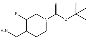 4-(氨基甲基)-3-氟哌啶-1-甲酸叔丁酯 结构式