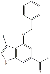 4-Benzloxy-3-iodo-6-indole carboxylic acid Methyl ester Structure
