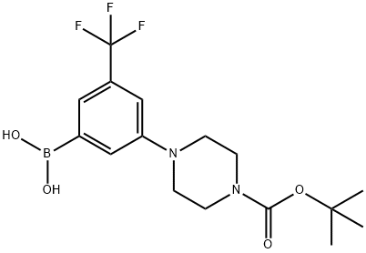 (3-(4-(叔-丁氧基羰基)哌嗪-1-基)-5-(三氟甲基)苯基)硼酸 结构式
