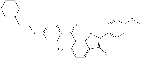 (3-Chloro-6-hydroxy-2-(4-Methoxyphenyl)benzo[b]thiophen-7-yl)(4-(2-(piperidin-1-yl)ethoxy)phenyl)Methanone Structure