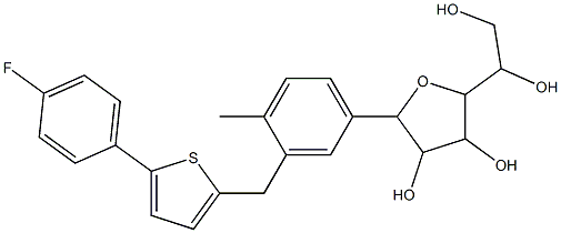 2-(1,2-dihydroxyethyl)-5-(3-((5-(4-fluorophenyl)thiophen-2-yl)Methyl)-4-Methylphenyl)tetrahydrofuran-3,4-diol Structure