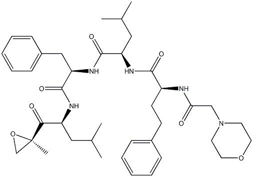 (R)-4-甲基-N-((R)-1-(((S)-4-甲基-1-((R)-2-甲基环氧乙烷-2-基)-1-氧代戊烷-2-基基)氨基)-1-氧代-3-苯基丙-2-基)-2-((S)-2-(2-吗啉代)-4-苯基丁酰胺基)戊酰胺, , 结构式
