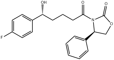 (R)-3-((R)-5-(4-fluorophenyl)-5-hydroxypentanoyl)-4-phenyloxazolidin-2-one Struktur