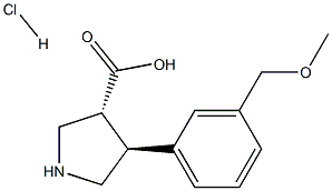 (+/-)-trans-4-(3-MethoxyMethyl-phenyl)-pyrrolidine-3-carboxylic acid-HCl,,结构式