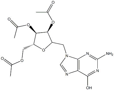 (2R,3R,4S)-2-(acetoxyMethyl)-5-((2-aMino-6-hydroxy-9H-purin-9-yl)Methyl)tetrahydrofuran-3,4-diyl diacetate 结构式