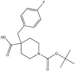 1-(tert-butoxycarbonyl)-4-(4-fluorobenzyl)piperidine-4-carboxylic acid Struktur