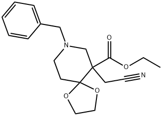 ethyl 8-benzyl-6-(cyanoMethyl)-1,4-dioxa-8-azaspiro[4,5]decane-6-carboxylate Struktur