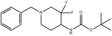 tert-butyl 1-benzyl-3,3-difluoropiperidin-4-ylcarbaMate Structure
