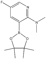 5-氟-N,N-二甲基-3-(4,4,5,5-四甲基-1,3,2-二氧杂环戊硼烷-2-基)吡啶-2-胺,,结构式
