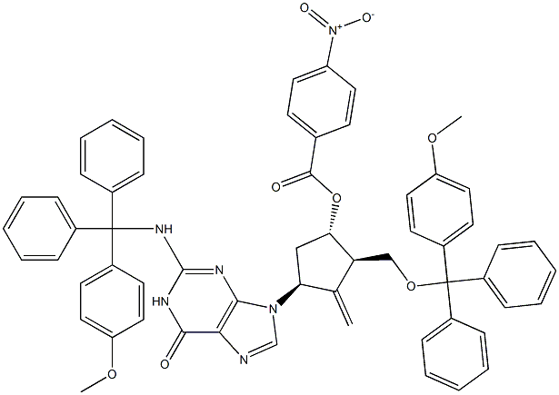 (1S,2R,4S)-2-(((4-Methoxyphenyl)diphenylMethoxy)Methyl)-4-(2-(((4-Methoxyphenyl)diphenylMethyl)aMino)-6-oxo-1H-purin-9(6H)-yl)-3-Methylenecyclopentyl 4-nitrobenzoate Structure