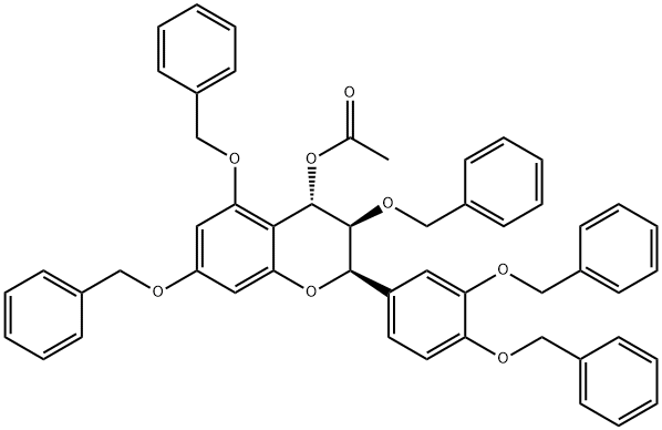 (2R,3R,4S)-2-[3,4-Bis(phenylMethoxy)phenyl]-3,4-dihydro-3,5,7-tris(phenylMethoxy)-2H-1-benzopyran-4-ol 4-Acetate Structure