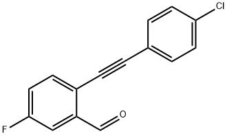 2-((4-chlorophenyl)ethynyl)-5-fluorobenzaldehyde Struktur